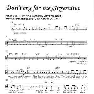 DON'T CRY FOR ME ARGENTINA