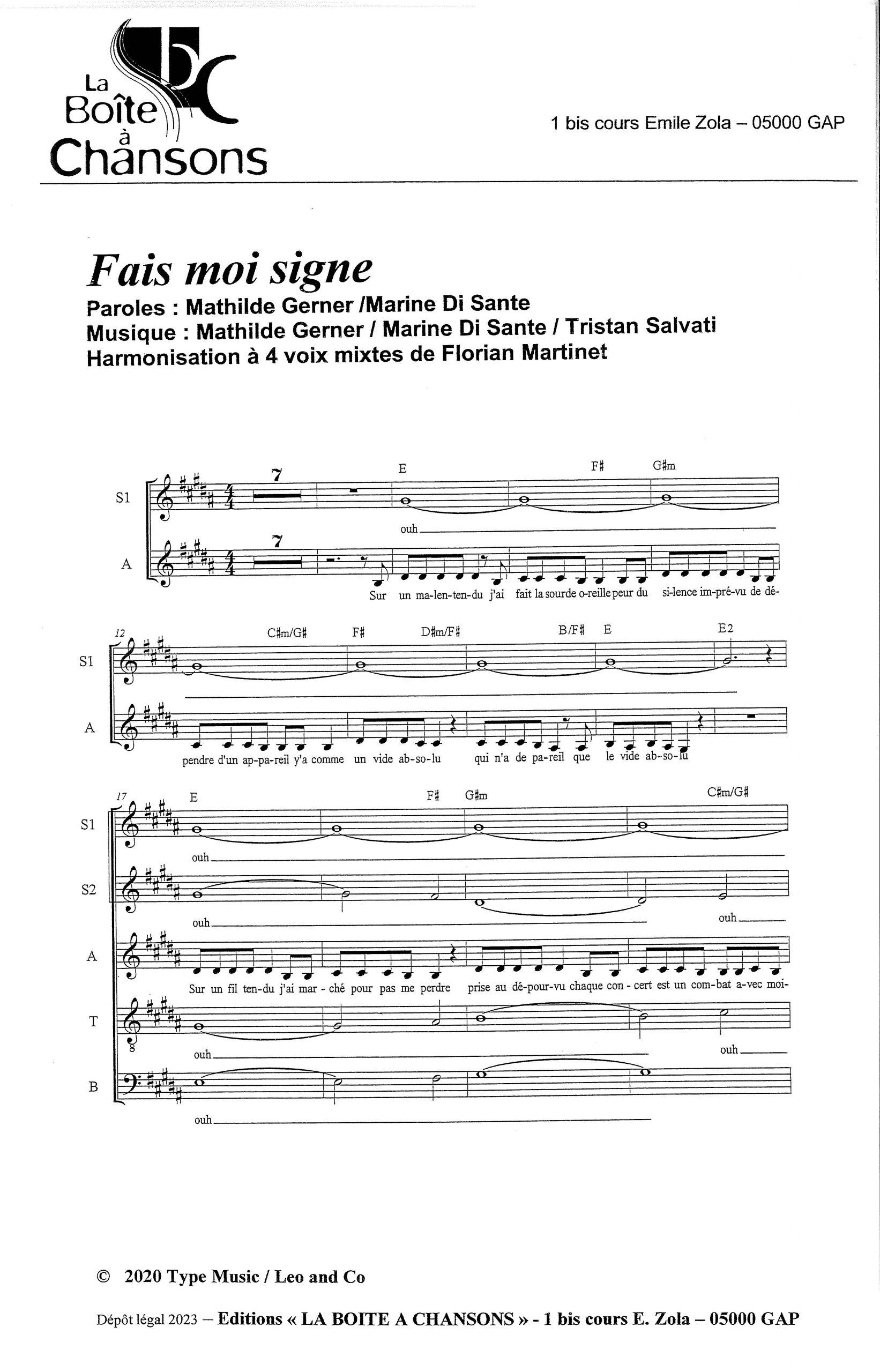 FAIS MOI SIGNE La Bo te Chansons